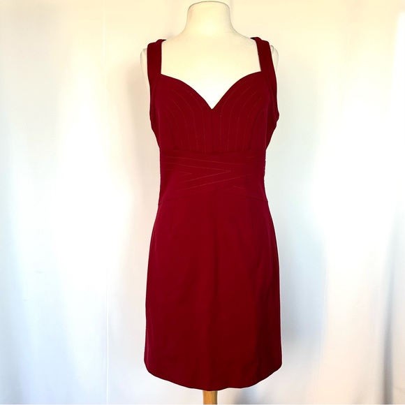 LAUNDRY SHELLI SEGAL VIXEN RED BODYCON BACK-ZIP MINI COCKTAIL DRESS Sz10 - Picture 2 of 14